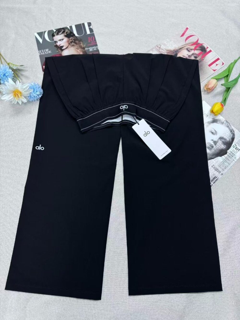 ✨ NWT Alo Yoga Suit Up Trouser Black 🥂Relaxed Wide Leg Pants 30" Modern Classic - Picture 2 of 7